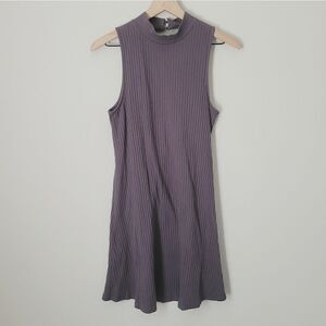 American Eagle Ribbed Mock Neck Open Back Dress in Grey Size Medium